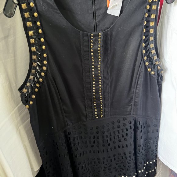 EUC Tory Burch Studded Black Eyelet Midi Dress - Picture 4 of 4